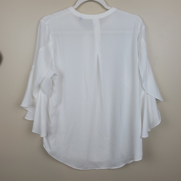 CAbi White Float Flutter Sleeve Top Size M #5521 - Picture 7 of 7